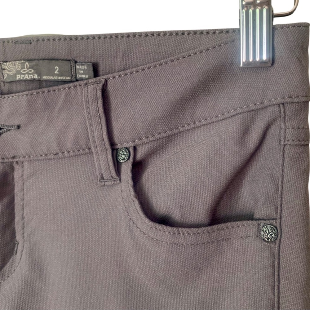 PRANA Brenna Moto Stretch Skinny Pants Mid Rise Gravel Nylon Size 2 - Picture 8 of 15